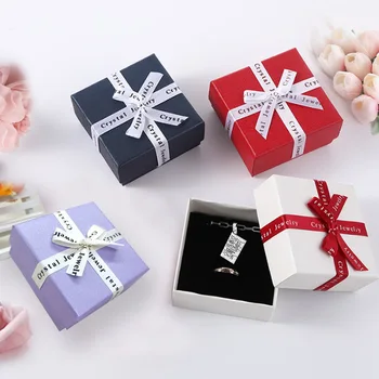 חדש Bowknot קופסת תכשיטים עבור שרשרת עגילים או צמיד תליון טבעת ארגונית נייר השמים ואת הארץ לכסות מתנות קופסאות אריזה