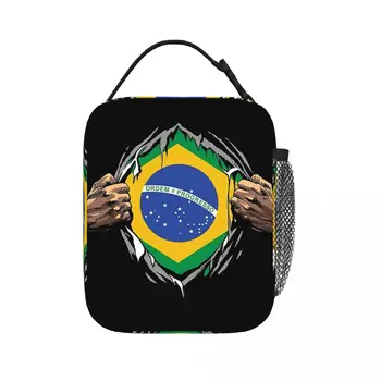 ברזיל בדגל הלאומי מבודד צהריים שקיות פרסום פיקניק שקיות תרמיות קריר קופסא ארוחת צהריים ארוחת צהריים לשאת לאישה עבודה ילדים בית הספר
