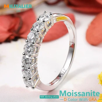 MILIYALIER ד VVS1 1CT Moissanite החתונה טבעת אצבע מוצק S925 כסף סטרלינג עבור נשים אירוסין לעבור מבחן הגר 