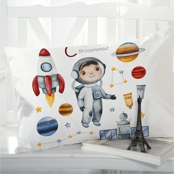1pc קריקטורה כרית כיסוי הכרית במקרה מצעים לילדים מותק הילדים הציפית Pillowcovers דקורטיביים 45*45 אסטרונאוט