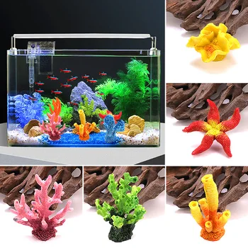 אקווריום בעיצוב צבעוני מיני אלמוגים מלאכותיים שרף ים אקווריום נוף קישוט אביזרים אקווריום עיצוב DIY מלאכה