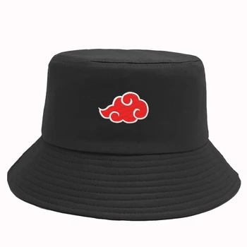 רקום ענן אדום לוגו מודפס הקיץ כובע נשים גברים פנמה כובע דלי דייג כובע Akatsuki אנימה כובע השמש