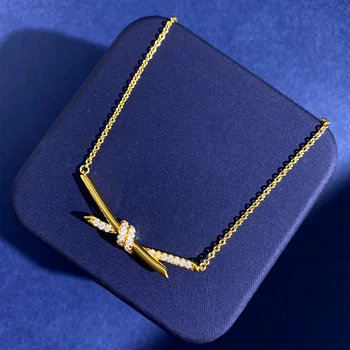 Qualit גבוה של זהב רוז צבע מפוארים לחצות מעוות קשר השרשרת עבור נשים חם מותג תכשיטים (DJ1993)