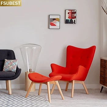 מודרני מינימליסטי חדר מגורים גובה הכיסא הנוח מעצב כותרת כיסא בד עץ מלא מזדמן כיסא הטרקלין