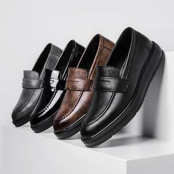 גברים קלאסי עסקים רשמית נעליים עגול הבוהן עור גברים נעלי אוקספורד נעלי שמלה