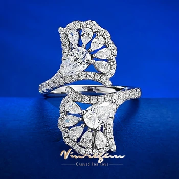 Vinregem המגזר שנוצרו במעבדה ספיר חן כסף סטרלינג 925 בסדר טבעת פתוחה לנשים חתונה אירוסין תכשיטים הסיטוניים