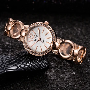 אופנה נשים צמיד צמיד גביש יוקרה מתכת עגול חיוג גבירותיי קוורץ שעונים יצירתי, אלגנטי שעונים לנשים רלו mujer