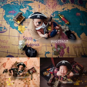 היילוד צילום אביזרים לתינוק הקאריביים שודדי נושא הגדרת מפת אוצר קישוטים תמונות סטודיו ירי צילום אביזרים