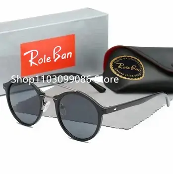 Roleban סיבוב מקוטב משקפי שמש קרני - גברים משקפי שמש פולארויד נשים איסורי - מסגרת מתכת שחור עדשות משקפי שמש משקפי נהיגה
