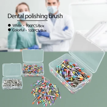 100Pcs שיניים ליטוש מברשות הצביע ראש שיניים לטש על מהירות נמוכה מכונת צבעוני/לבן שיניים חומרים