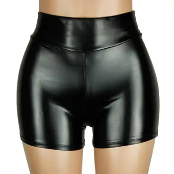 מזדמנים מכנסיים קצרים נשים סקסי דמוי עור קצרים נוח איור-מחמיא מועדון לילה סגנון פוליאסטר מכנסיים קצרים לנשים אספקת