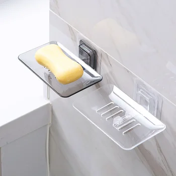 דבק עצמי קיר רכוב מחזיק סבון סבון סבון מתלה כפול שכבת סבון רחצה כלים קידוח לא ספוג צלחת אביזרים