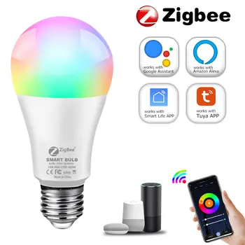 12W 15W 18W Tuya Zigbee 3.0 LED הנורה E27 RGBCW חכם המנורה ניתן לעמעום שליטה קולית עובד עם אלקסה הבית של Google