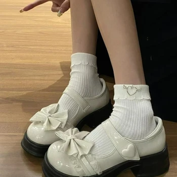 2023new מרי ג ' יין קטן עור נעליים מזדמנים עבה תחתונה נעלי נשים פשוט כל-התאמת צבע מוצק יחיד נעלי הקיץ