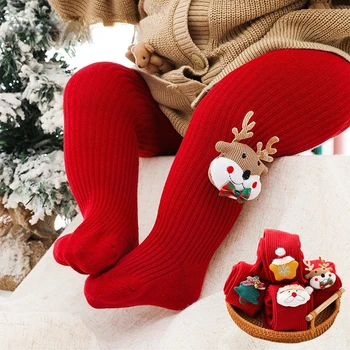 0-6 שנים ילדים אדום חג המולד טייץ גרבי כותנה רכה בייבי בנות חותלות גרביונים ילדים טייץ גרביון מתנות לשנה החדשה