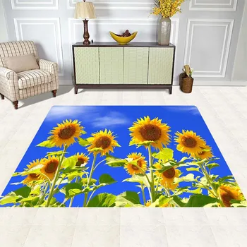 חמניות שטיחים שטח פרח גדול שטיחים עבור הסלון חדר השינה מקורה קישוט הבית השטיח הרצפה שטיח רך אנטי להחליק שטיחים מחצלות