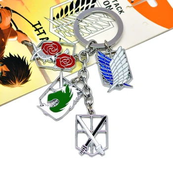 אנימה התקפה על טיטאן לוגו מחזיקי מפתחות לוי Rivaille לוי אקרמן היו יגר Mikasa אקרמן מתכת Keyrings תליונים להבין מתנה