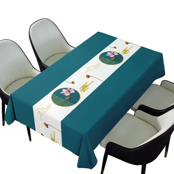 חדש בסגנון סיני מזל לוטוס לוטוס תה שולחן שולחן הבד החלפת ברזל עמיד למים חד פעמית שמן proof_Ling264
