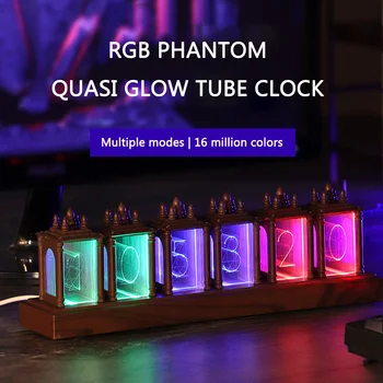 RGB זוהר צינור שעון DIY עץ שולחן שעון LED אלקטרוני במנורות לילה שולחן עבודה מנורה סוג C שעון דיגיטלי המשחק קישוט חדר המתנה
