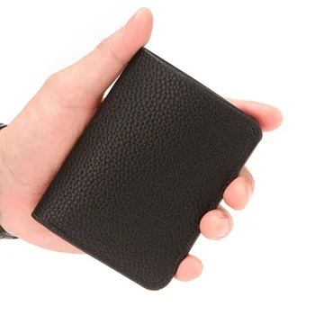 חדש אולטרה-דקים רכים ארנק עור Pu ליצ ' י גרגרים מיני כרטיס אשראי ארנק גברים הכרטיס במקרה של גברים קצרה כרטיס התיק