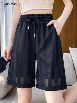 נשים מכנסיים קצרים בקיץ אלסטי עיצוב ישר דק אלגנטי ספורטיבי בנות מכרז סגנון קוריאני יומית גבוהה המותניים אופנה כל-התאמה