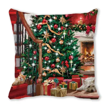 שלג בחורף זירת השנה החדשה סנטה סנטה גרביים הכלב מתנת חג המולד עץ השינה, בסלון ספה מסעדה מושב המכונית כרית שרוול