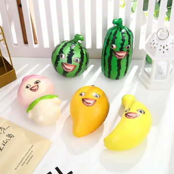 חדש רך, פירות מנגו אבטיח אפרסק בננה לאט ריבאונד הלחץ צעצוע קישוט מעל השולחן במשרד