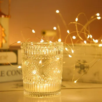 חג מנורה חיצונית עץ חג המולד DIY עיצוב 5/10M LED אורות פיות חוטי נחושת אורות מחרוזת גרלנד מסיבת חתונה קישוט