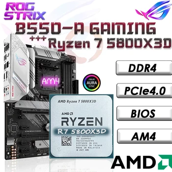 AMD Ryzen 7 5800X3D מעבד + B550 המשחקים, לוח אם משולב PCIe4.0 DDR4 ATX Mainboard AM4 חריץ 100m מטמון R75800X3D מעבד ערכת