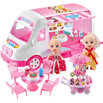 חמוד ורוד מיני בובות מיניאטורי הבובות רהיטים אביזרים לילדים צעצועים מיני שולחן האוכל האוטו גלידה סטולר עבור ברבי המשחק