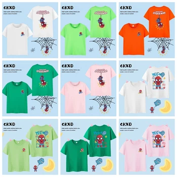 הקיץ תינוק ילדה חולצת קריקטורה ספיידרמן הדפס שרוול קצר Tshirts פעוט העליון טי ילדים כותנה בגדים 2-12T