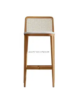 סינית מודרנית מעץ מלא כיסאות בר קש משענת בר כסאות נורדי אור יוקרה כסאות בר גבוהים שרפרפים ביתיים גבוהה