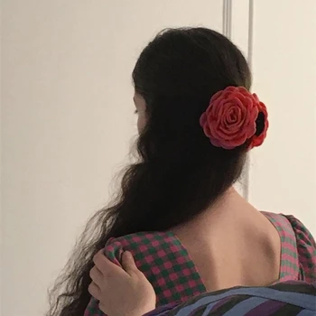 בנות שיער טופר מקסים סיכות עם רוז רומנטי צורת הפרח הקיץ שיער Claw שיער בעל קמפינג זרוק משלוח