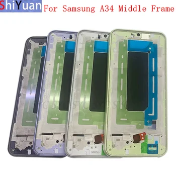 דיור התיכון מסגרת LCD Bezel צלחת עבור Samsung A34 A346 טלפון מתכת LCD מסגרת חלקי חילוף