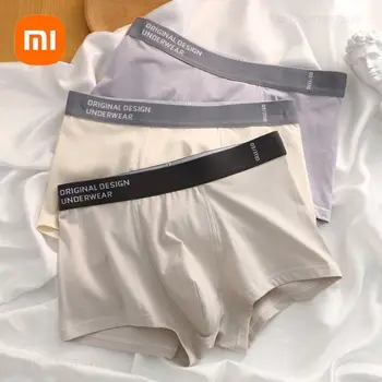 Xiaomi 2pcs/lot של הגברים כותנה טהורה Boxershorts לנשימה נוח רך מגמה שטוח לפינה תחתונים באמצע המותן גברים M-3xl קצרים.
