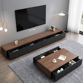 מינימליסטי שחור טלוויזיה עומד עץ נורדי ארונות טלוויזיה שולחן מגירה תצוגה נייד טלוויזיה Soggiorno ריהוט הסלון.