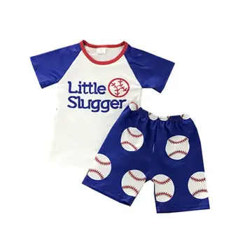 בוטיק בייבי בנים תלבושת להגדיר הכדור הדפס שרוול קצר מכנסיים קצרים 2 חלקים הקיץ להגדיר תינוק כחול תלבושת
