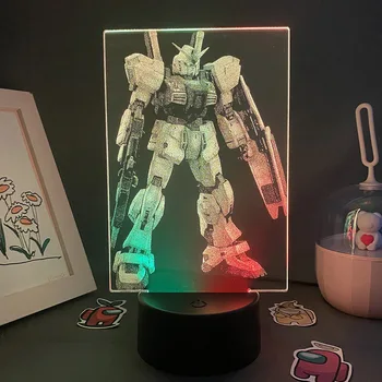 מגניב Gundams מנורת הלילה 3D אקריליק מנורת שולחן שני טון צבעוני שולחן תאורה דקורטיבית גאדג ' ט לילדים, מתנת יום הולדת המיטה LED