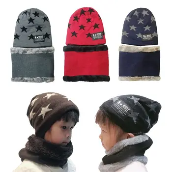 L5YF ילדים כובע צמר, צמר התינוק בחורף האוזן להגנה חמים כובע צעיף שתי קבוצות של בנים ובנות