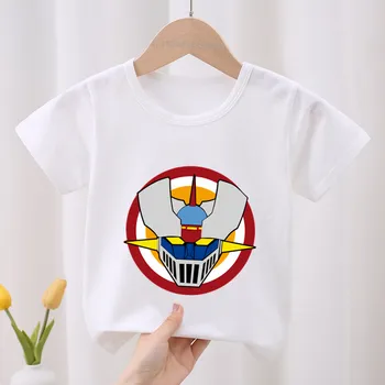 חם מכירה אנימה יפנית Mazinger Z רובוט הדפסה ילדים חולצה בגדי הילדים בקיץ קריקטורה תינוק בגדי בנות בנים חולצה