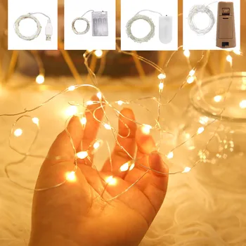1/2/5/10M פיות אורות LED חוטי נחושת מחרוזת אורות חג מולד קישוט גרלנד מקורה חדר השינה בבית מסיבת חתונה קישוט