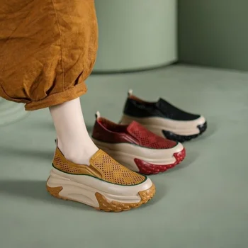 נעלי נשים 2023 עבה קרקעיות מרוקנת לנשימה פלטפורמה Footwears אופנה הקיץ נוח החלקה נעלי נשים