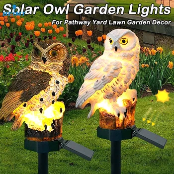 מנורה סולרית ינשוף אורות גן חיצוני מופעל סולארית דשא מנורת רצפה עמיד למים נוף המנורה על מסלול פטיו בחצר גן עיצוב