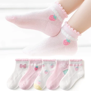 5 זוגות/הרבה איכות הפרח הורוד Carttoon לסרוג חם לילדים גרביים לבנות שנה חדשה גרביים לילדים של נשים קצרות גרביים