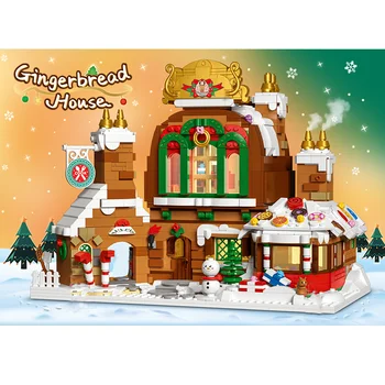 1481pcs החורף בכפר את חג המולד לחם זנגביל שלג קישוט קישוטים מיקרו אבני בניין לבנים צעצועים מתנות