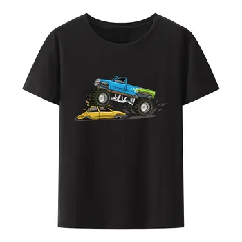 JHPKJFunny משאית מפלצת מכונית מצוירת גרפי חולצות גברים נשים כותנה אנימה החולצה הומור בסגנון במגמת אופנה רחוב מגניב.