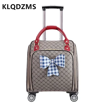 KLQDZMS 16 אינץ המזוודה גבוהה-צבע העלייה תיבת גבירותיי תיק טרולי תלמידים משקל תיק נסיעות עם גלגלים מטען מתגלגל