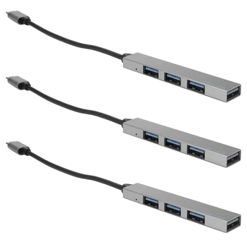3X מסוג C-4 רכזת USB הרחבה דקים מיני נייד עם 4 יציאות USB 3.0 Hub USB כוח ממשק עבור Mac-הספר הנייד
