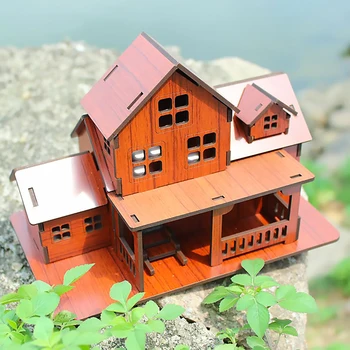 3D ילדים מעץ בניית צעצועים מודל נוח קוטג ' DIY Handmadewooden הבית Eductional צעצועים לילדים בנות מתנת יום הולדת למבוגרים