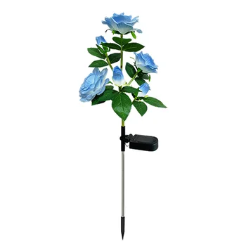 שמש 6-ראש רוז מנורה חיצונית חצר קישוט פרחים מלאכותיים הדשא מנורה סולארית Pin המנורה